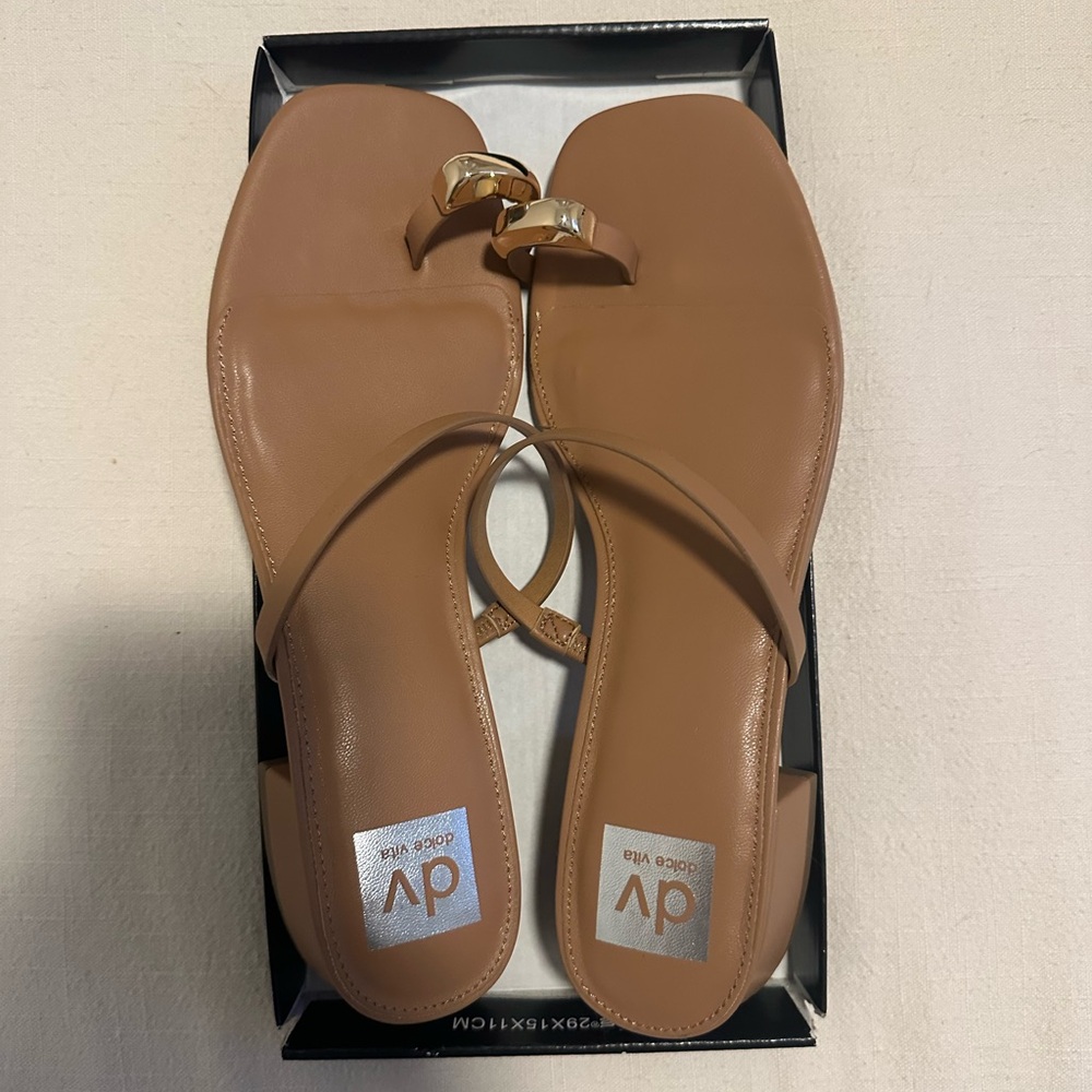 DV by Dolce Vita Brown Sandals with Gold Accents